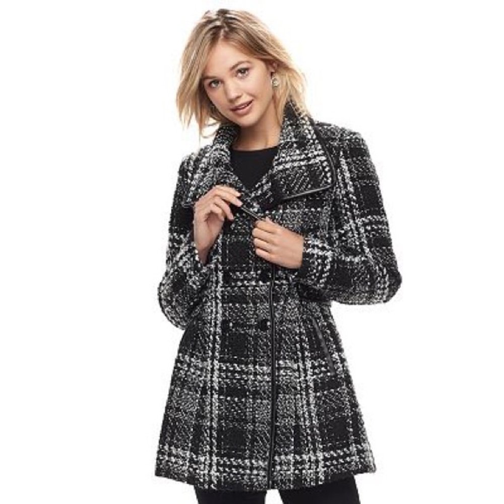 BCX Plaid Double-Breasted Coat